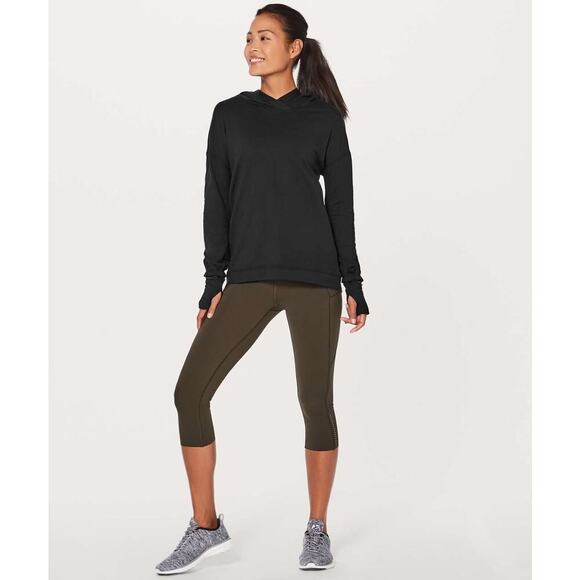 Lululemon Womens Black Extra Mile Running Active Long Sleeve Pullover Hoodie - Picture 1 of 9